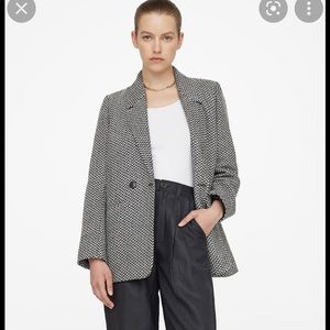 Anine Bing Fishbone Blazer Black and White M
